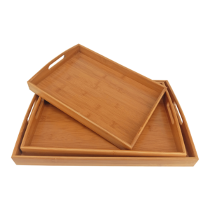 Set de 3 bandejas de bambú