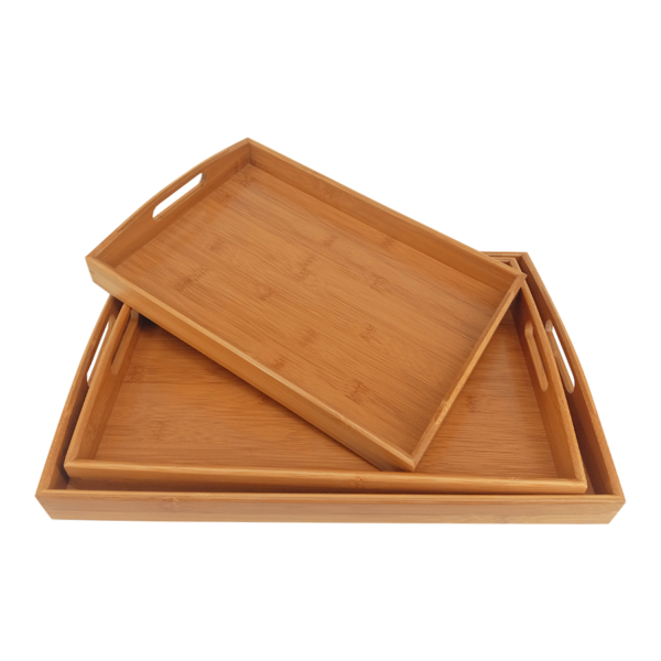 Set de 3 bandejas de bambú