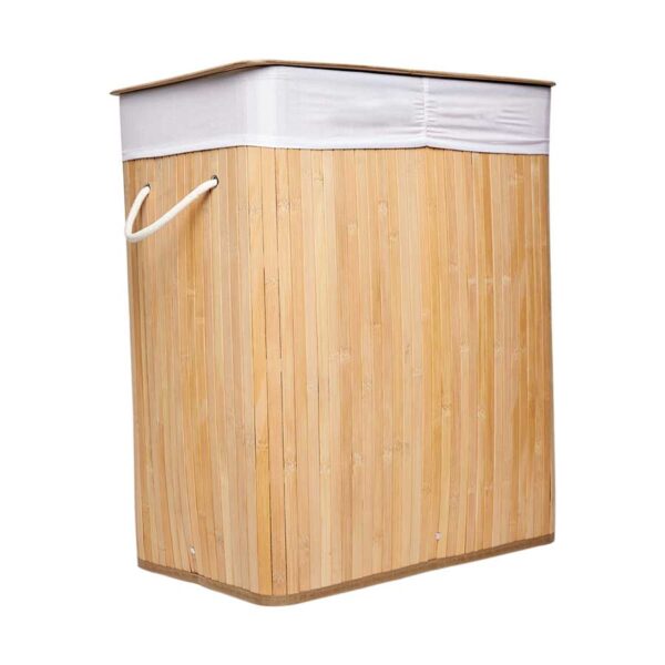 Cesto doble plegable de bambú rectangular